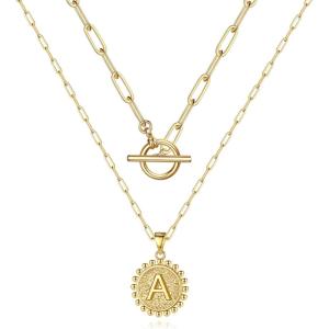 M MOOHAM Gold Necklace for Women Gifts – 14K Gold Necklace Set Initial Necklace Gold Necklace Non Tarnish Gold Necklaces for Women Gold Jewelry for Women Layered Gold Necklace