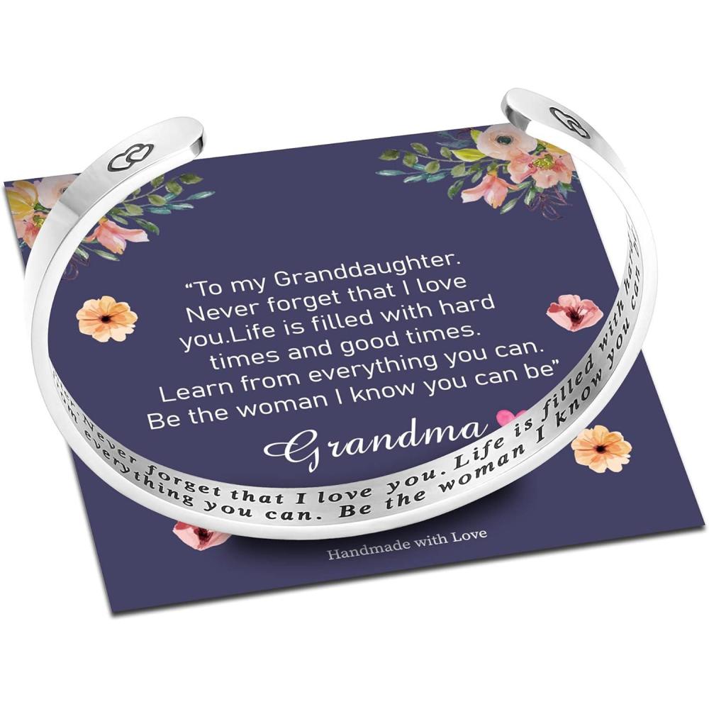 imageM MOOHAM Bracelets for Women Girls Mantra Bracelet Funny Inspirational Jewelry Gifts for Best Friend Mom Daughter Son Sister Niece Birthday Mothers Day Present Come Gift BoxTo my Granddaughter Never forget that I love you