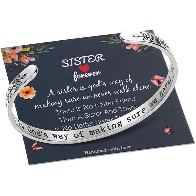imageM MOOHAM Bracelets for Women Girls Mantra Bracelet Funny Inspirational Jewelry Gifts for Best Friend Mom Daughter Son Sister Niece Birthday Mothers Day Present Come Gift BoxA sister is Gods way of making sure we never walk alone