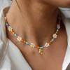 M MOOHAM Initial Necklaces for Women – Beaded Daisy Flower Choker Necklace for women Colorful Handmade Letter Initial A Cute Beaded Necklaces Summer Beach Choker Necklace Birthday Gifts Jewelry Gifts