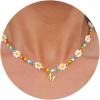 M MOOHAM Beaded Necklaces for Women – Daisy Flower Beaded Initial M Choker Necklace for Women Colorful Handmade Cute Necklaces Summer Beach Choker Necklace Birthday Gifts Jewelry Gifts