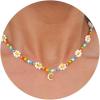 M MOOHAM Flower Necklace – Daisy Flower Beaded Initial Letter C Necklaces for Women Colorful Handmade Cute Beaded Necklaces Summer Beach Choker Necklace Birthday Gifts Jewelry Gifts