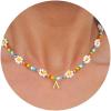 M MOOHAM Initial Necklaces for Women – Beaded Daisy Flower Choker Necklace for women Colorful Handmade Letter Initial A Cute Beaded Necklaces Summer Beach Choker Necklace Birthday Gifts Jewelry Gifts