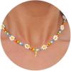 M MOOHAM Initial Necklaces for Women – Beaded Daisy Flower Choker Necklace for women Colorful Handmade Letter Initial J Cute Beaded Necklaces Summer Beach Choker Necklace Birthday Gifts Jewelry Gifts