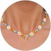 M MOOHAM Initial Necklaces for Women – Beaded Daisy Flower Choker Necklace for women Colorful Handmade Letter Initial L Cute Beaded Necklaces Summer Beach Choker Necklace Birthday Gifts Jewelry Gifts