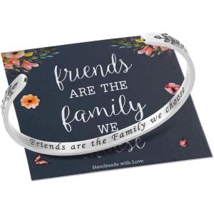 M MOOHAM Bracelets for Women Girls, Mantra Bracelet Funny Inspirational Jewelry Gifts for Best Friend, Mom, Daughter, Son, Sister, Niece Birthday Mothers Day Present Come Gift Box(“Friends are the family we choose)