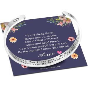 M MOOHAM Bracelets for Women Girls, Mantra Bracelet Funny Inspirational Jewelry Gifts for Best Friend, Mom, Daughter, Son, Sister, Niece Birthday Mothers Day Present Come Gift Box(To my Niece. Never forget that I love you…)