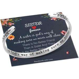 M MOOHAM Bracelets for Women Girls, Mantra Bracelet Funny Inspirational Jewelry Gifts for Best Friend, Mom, Daughter, Son, Sister, Niece Birthday Mothers Day Present Come Gift Box(A sister is God’s way of making sure we never walk alone)