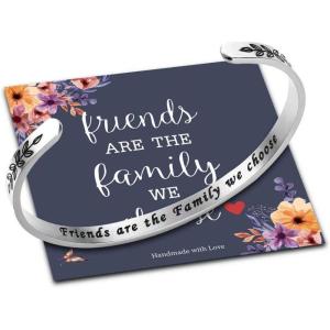 M MOOHAM Bracelets for Women Girls, Quote Mantra Bracelet Funny Inspirational Jewelry Gifts for Best Friend, Mom, Daughter, Son, Sister, Niece Birthday Mothers Day Present Come Gift Box(Friends are the family we choose)
