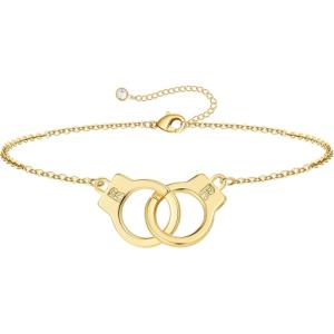 M MOOHAM Couple Bracelets Gifts for Women – Gift for Mother Daughter Sister Couples Friendship Bracelets, 14K Gold Plated Double Letter Handcuff Bracelet Jewelry Personalized Birthday Gifts(R & R)