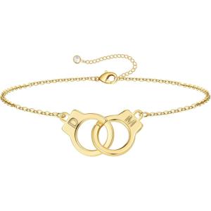 M MOOHAM Couple Bracelets Gifts for Women – Gift for Mother Daughter Sister Couples Friendship Bracelets, 14K Gold Plated Double Letter Handcuff Bracelet Jewelry Personalized Birthday Gifts(D & M)