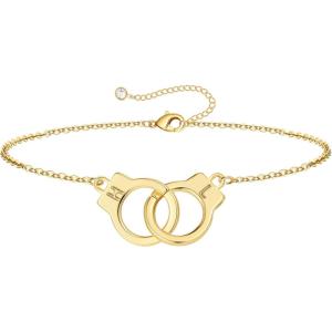 M MOOHAM Couple Bracelets Gifts for Women – Gift for Mother Daughter Sister Couples Friendship Bracelets, 14K Gold Plated Double Letter Handcuff Bracelet Jewelry Personalized Birthday Gifts(H & L)