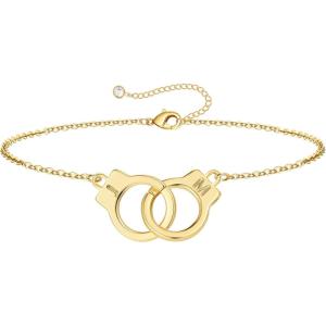 M MOOHAM Couple Bracelets Gifts for Women – Gift for Mother Daughter Sister Couples Friendship Bracelets, 14K Gold Plated Double Letter Handcuff Bracelet Jewelry Personalized Birthday Gifts(J & M)