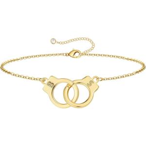 M MOOHAM Couple Bracelets Gifts for Women – Gift for Mother Daughter Sister Couples Friendship Bracelets, 14K Gold Plated Double Letter Handcuff Bracelet Jewelry Personalized Birthday Gifts(B & S)