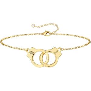 M MOOHAM Couple Bracelets Gifts for Women – Gift for Mother Daughter Sister Couples Friendship Bracelets, 14K Gold Plated Double Letter Handcuff Bracelet Jewelry Personalized Birthday Gifts(B & J)