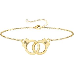 M MOOHAM Couple Bracelets Gifts for Women – Gift for Mother Daughter Sister Couples Friendship Bracelets, 14K Gold Plated Double Letter Handcuff Bracelet Jewelry Personalized Birthday Gifts(B & B)