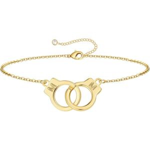 M MOOHAM Couple Bracelets Gifts for Women – Gift for Mother Daughter Sister Couples Friendship Bracelets, 14K Gold Plated Double Letter Handcuff Bracelet Jewelry Personalized Birthday Gifts(M & M)