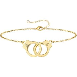 M MOOHAM Couple Bracelets Gifts for Women – Gift for Mother Daughter Sister Couples Friendship Bracelets, 14K Gold Plated Double Letter Handcuff Bracelet Jewelry Personalized Birthday Gifts(A & L)