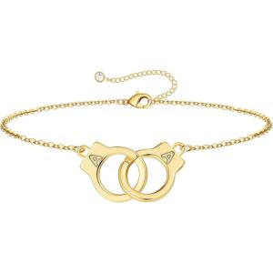 M MOOHAM Couple Bracelets Gifts for Women – Gift for Mother Daughter Sister Couples Friendship Bracelets, 14K Gold Plated Double Letter Handcuff Bracelet Jewelry Personalized Birthday Gifts(A & A)