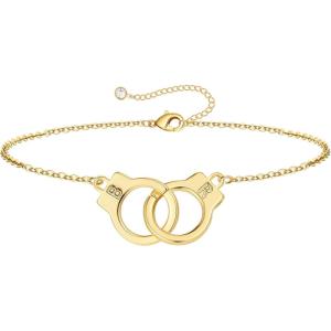 M MOOHAM Couple Bracelets Gifts for Women – Gift for Mother Daughter Sister Couples Friendship Bracelets, 14K Gold Plated Double Letter Handcuff Bracelet Jewelry Personalized Birthday Gifts(B & R)