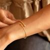 M MOOHAM Valentines Day Gifts for Kids Teen Girls – Gold Initial Bracelets for Women Girls, Non Tarnish 14K Gold Plated Letter A-Z Adjustable Bangle Bracelets Dainty Cuff Bracelet, Personalized Gifts(T)