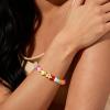 M MOOHAM Colorful Beaded Initial Bracelet for Women – Dainty Beaded Bracelets for Women Trendy Charm Letter A-Z Personalized Heart Jewelry Gifts(E)