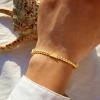 M MOOHAM Valentines Day Gifts for Kids Her Teen Girls – Gold Birthstone Bracelets for Women Dainty 14k Gold-Plated Beaded Bracelet for Women Teenage Girl Friendship Stretchy Bracelets Jewelry Gifts(11-November-Citrine Yellow Color Bracelet)