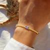 M MOOHAM Valentines Day Gifts for Kids Her Teen Girls – Gold Birthstone Bracelets for Women Dainty 14k Gold-Plated Beaded Bracelet for Women Teenage Girl Friendship Stretchy Bracelets Jewelry Gifts(02-February-Amethyst Purple Color Bracelet)