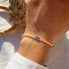 M MOOHAM Valentines Day Gifts for Kids Her Teen Girls – Gold Birthstone Bracelets for Women Dainty 14k Gold-Plated Beaded Bracelet for Women Teenage Girl Friendship Stretchy Bracelets Jewelry Gifts(09-September-Sapphire Royal Blue Color Bracelet)