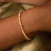 M MOOHAM Valentines Day Gifts for Kids Her Teen Girls – Gold Birthstone Bracelets for Women Dainty 14k Gold-Plated Beaded Bracelet for Women Teenage Girl Friendship Stretchy Bracelets Jewelry Gifts(01-January-Garnet Red Color Bracelet)