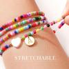 M MOOHAM Valentines Day Gifts for Kids Teen Girl – Beaded Initial Bracelets for Women Girls, 4PCS Colorful Beaded Bracelet Heart Initial Bracelet for Women Layered Bracelets Jewelry Birthday Gifts(C)