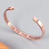 M MOOHAM Bracelets for Women Girls, Quote Mantra Bracelet Funny Inspirational Jewelry Gifts for Best Friend, Mom, Daughter, Son, Sister, Niece Birthday Mothers Day Present Come Gift Box(I love you to the moon &back-Rose Gold)