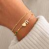 M MOOHAM Valentines Gifts for Kids Her Women – Dainty Heart Initial Bracelet 14K-Gold-Plated Bracelet Colorful Link Charm Bracelets Jewelry Valentines Gifts for Kids Her Women Teen Girls(R)