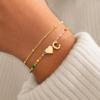 M MOOHAM Valentines Gifts for Kids Her Women – Dainty Heart Initial Bracelet 14K-Gold-Plated Bracelet Colorful Link Charm Bracelets Jewelry Valentines Gifts for Kids Her Women Teen Girls(C)