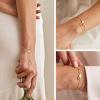 M MOOHAM Valentines Gifts for Kids Her Women – Dainty Heart Initial Bracelet 14K-Gold-Plated Bracelet Colorful Link Charm Bracelets Jewelry Valentines Gifts for Kids Her Women Teen Girls(H)