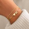 M MOOHAM Valentines Gifts for Kids Her Women – Dainty Heart Initial Bracelet 14K-Gold-Plated Bracelet Colorful Link Charm Bracelets Jewelry Valentines Gifts for Kids Her Women Teen Girls(M)