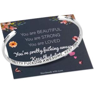 M MOOHAM Bracelets for Women Girls, Mantra Bracelet Funny Inspirational Jewelry Gifts for Best Friend, Mom, Daughter, Son, Sister, Niece Birthday Mothers Day Present Come Gift Box(Cuff)