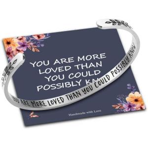 M MOOHAM Bracelets for Women Girls, Quote Mantra Bracelet Funny Inspirational Jewelry Gifts for Best Friend, Mom, Daughter, Son, Sister, Niece Birthday Mothers Day Present Come Gift Box(You are more loved than you could possibly know)