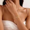 M MOOHAM Valentines Day Gifts for Her Women – 14K Gold Plated Letter A-Z Beaded Bracelet for Teen Girls, Charm Stretch Initial Bracelets, Women Dainty Bow Jewelry Personalized Birthday Gifts(C)