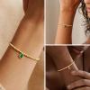 M MOOHAM Valentines Gifts for Her Kids Girls – Stretch Birthstone Bracelet for Girl Dainty 14K-Gold-Plated Beaded Bracelet Trendy Teardrop Birthstone Bracelets Birthday Jewelry Gifts for Women Girls(05-May-Emerald Green)