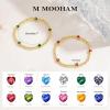 M MOOHAM Valentines Gifts for Her Women – Valentines Day Heart Birthstone Bracelet Dainty 14K-Gold-Plated Heart CZ Birthstone Bracelets Elastic Beaded Trendy Jewelry Bracelet Birthday Gifts for Women(08-August-Peridot Light Green)