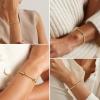 M MOOHAM Valentines Gifts for Her Women – Valentines Day Heart Birthstone Bracelet Dainty 14K-Gold-Plated Heart CZ Birthstone Bracelets Elastic Beaded Trendy Jewelry Bracelet Birthday Gifts for Women(12-December-Tanzanite Blue)