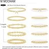 M MOOHAM Valentines Gifts for Women Teen Girls, Elastic 14K-Gold-Plated Beaded Bracelet Stack Set Dainty Cross Bow Heart Charm Bracelet Adjustable Jewelry Set for Womens Teen Girls Gifts(Bow)