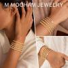 M MOOHAM Valentines Gifts for Women Teen Girls, Elastic 14K-Gold-Plated Beaded Bracelet Stack Set Dainty Cross Bow Heart Charm Bracelet Adjustable Jewelry Set for Womens Teen Girls Gifts(Heart)