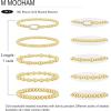 M MOOHAM Valentines Gifts for Women Teen Girls, Elastic 14K-Gold-Plated Beaded Bracelet Stack Set Dainty Cross Bow Heart Charm Bracelet Adjustable Jewelry Set for Womens Teen Girls Gifts(CZ Knot)