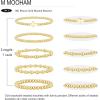 M MOOHAM Valentines Gifts for Women Teen Girls, Elastic 14K-Gold-Plated Beaded Bracelet Stack Set Dainty Cross Bow Heart Charm Bracelet Adjustable Jewelry Set for Womens Teen Girls Gifts(Cross)