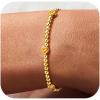 M MOOHAM Valentines Gifts for Her Women – Valentines Day Heart Birthstone Bracelet Dainty 14K-Gold-Plated Heart CZ Birthstone Bracelets Elastic Beaded Trendy Jewelry Bracelet Birthday Gifts for Women(11-November-Citrine Yellow)