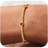 M MOOHAM Valentines Gifts for Her Women – Valentines Day Heart Birthstone Bracelet Dainty 14K-Gold-Plated Heart CZ Birthstone Bracelets Elastic Beaded Trendy Jewelry Bracelet Birthday Gifts for Women(01-January-Garnet Red)