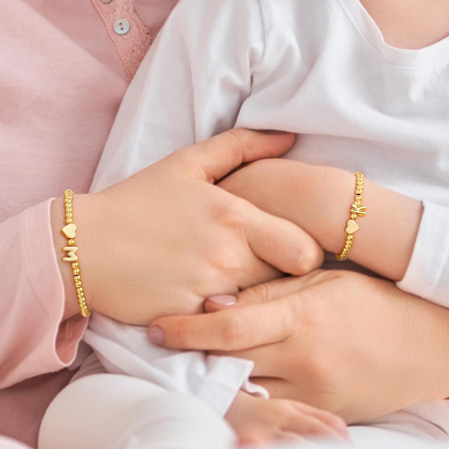 imageM MOOHAM Gold Beaded Bracelets Heart Initial Bracelets amp Cross Initial Bracelets Letter K