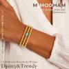 M MOOHAM Birthstone Bracelet for Women – Dainty 14K-Gold-Plated Beaded CZ Bracelets Set Elastic Bracelet Stack Trendy Birthday Jewelry Gifts for Women(03-March-Aquamarine Light Blue)
